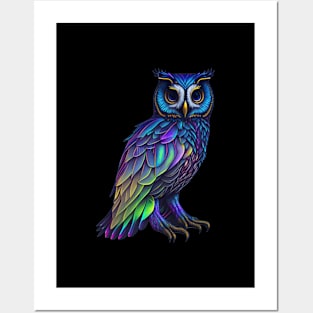 holographic colorful cute OWL Posters and Art